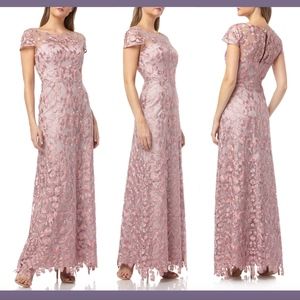 NEW JS Collections‎ Illusion Embroidered Lace Gown